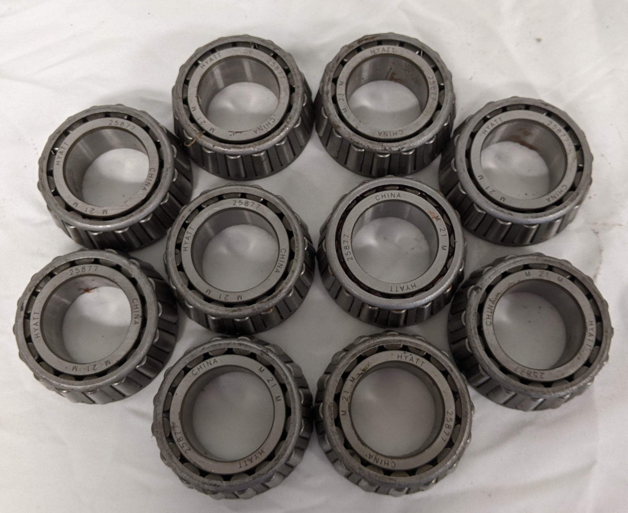 *Lot of 10* Used Hyatt Tapered Cone Bearing - P/N 25877 (9699054944572)