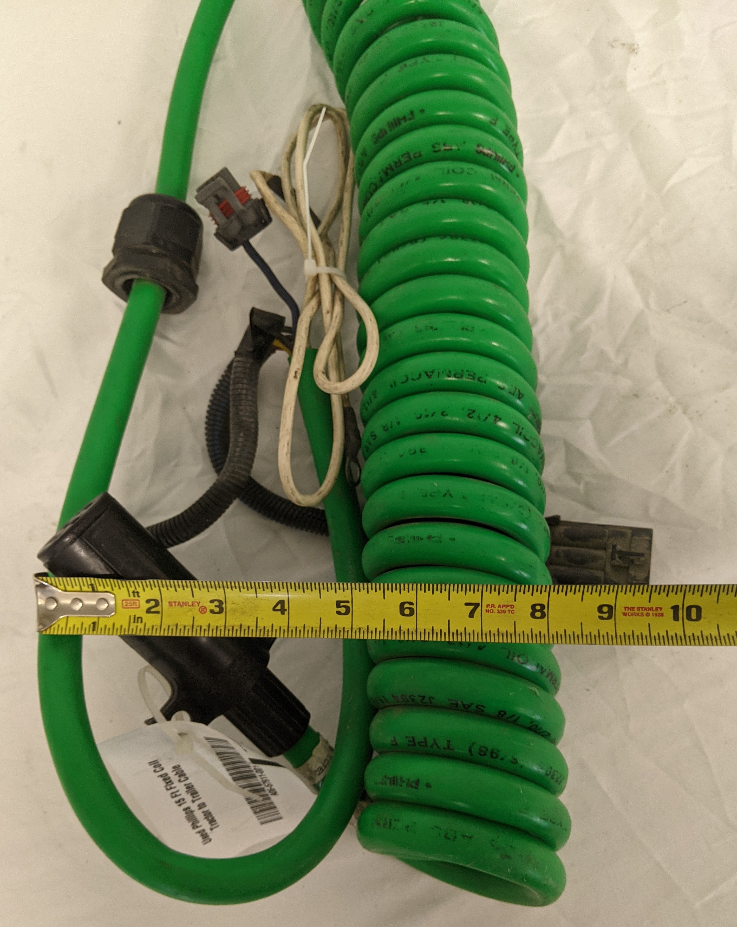 Used Phillips 15 Ft Fixed Coil Tractor to Trailer Cable - P/N A06-57911-001 (9712478880060)