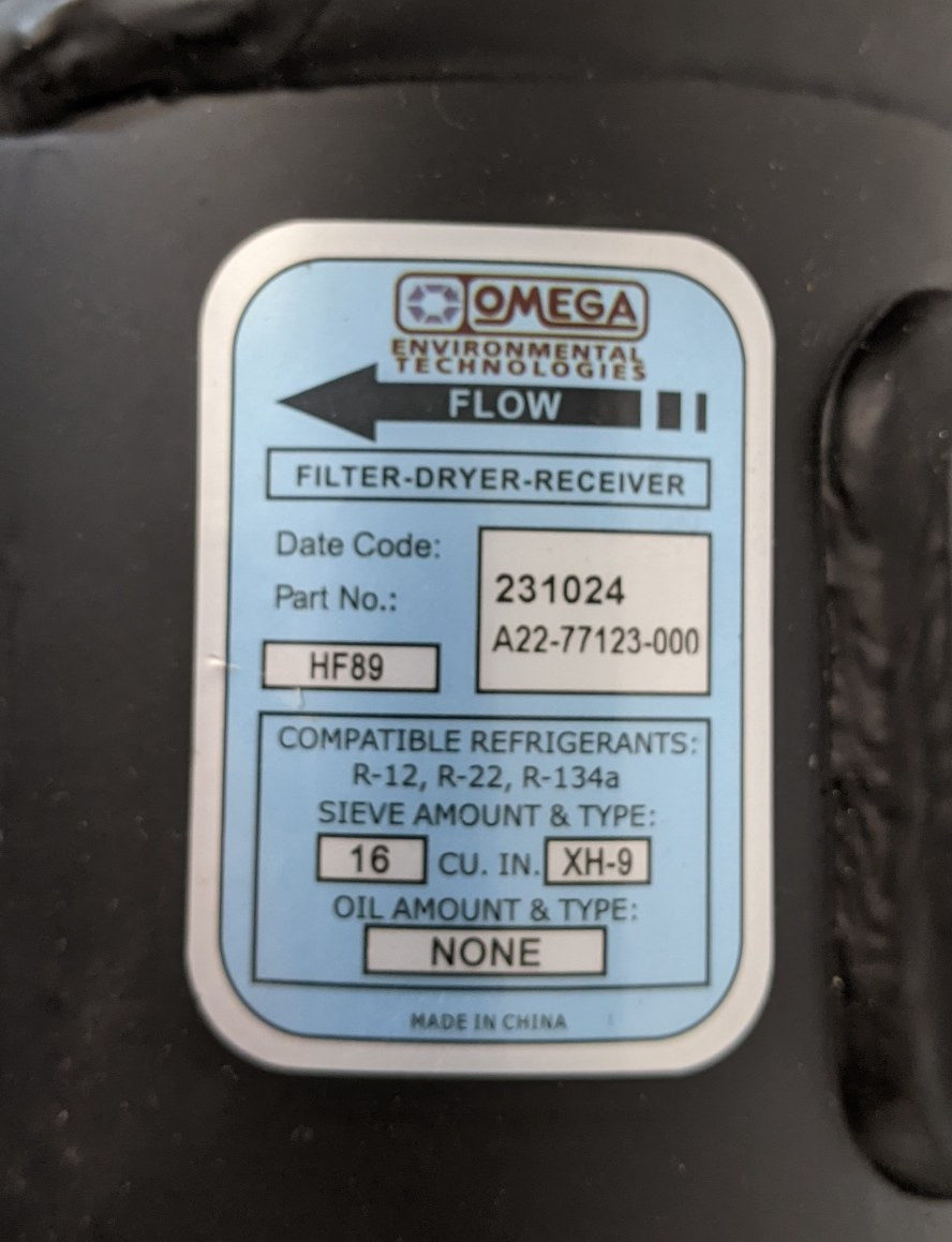 *Missing Bolts* Omega Environmental Tech. A/C Receiver Dryer - P/N A22-77123-000 (9744763584828)