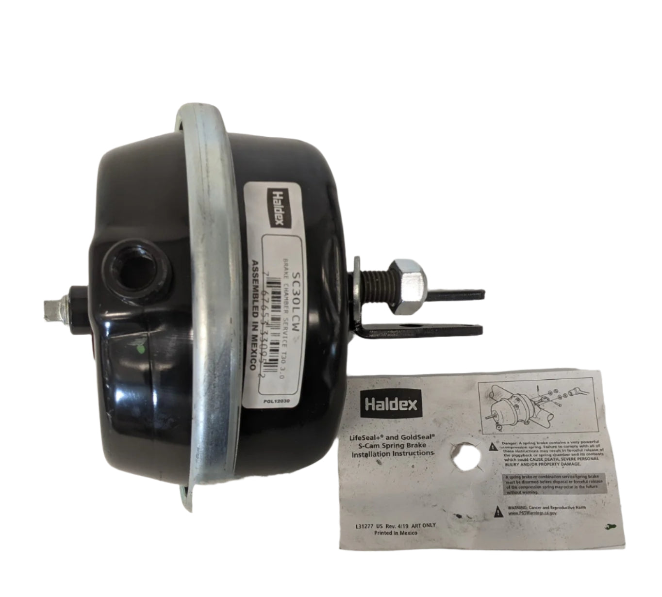 New Haldex T30 3" Stroke Welded Yoke Service Brake Chamber - P/N HDX SC30LCW (9879335698748)