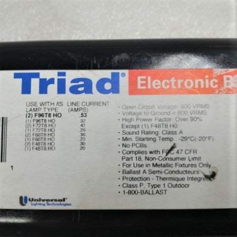 Used Triad Electronic Ballast (Set Of 2) P/N: B286I277RH (4995626074198)