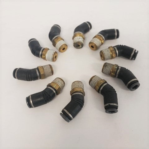 *Pk of 10* SMC 1/4 PTC x 1/4-18 Male NPT 45° Elbow - P/N: SMC KV2K07 35S (6710326231126)