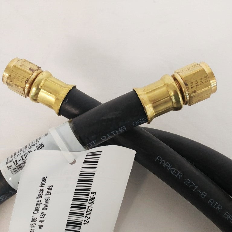 Parker #8 86" Charge Back Hose w/ -8 45° Swivel Ends - P/N: 12-21021-086 (6719232344150)