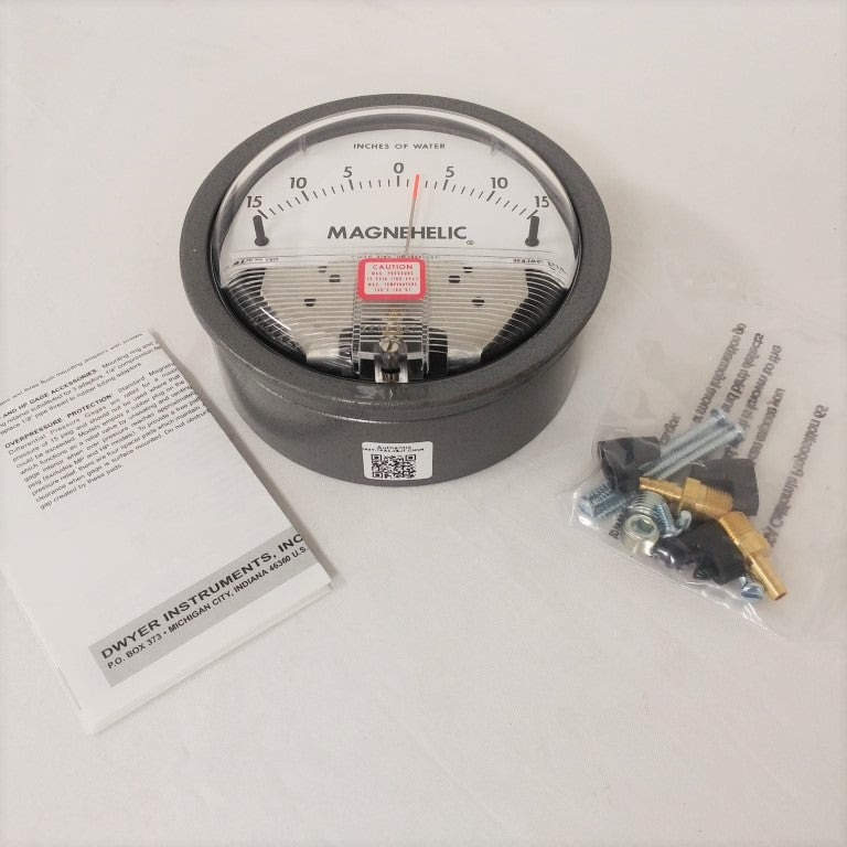 Dwyer Differential Pressure Gauge: 15 to 0 to 15 in wc, 1/8 in NPT Female (6722544959574)