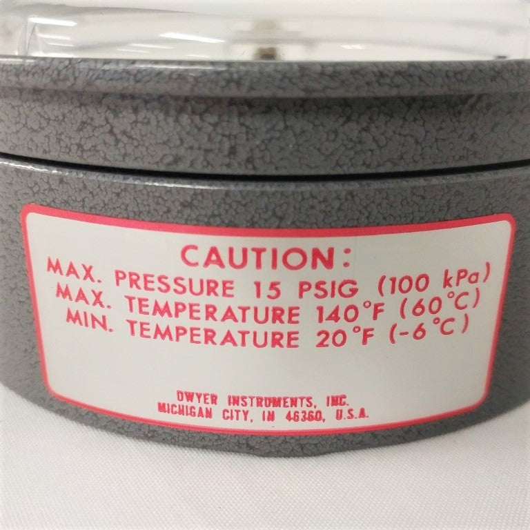 Dwyer Differential Pressure Gauge: 15 to 0 to 15 in wc, 1/8 in NPT Female (6722544959574)