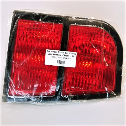 Weldon Thomas Bus Warning Lamp Assembly Front LH Red PNs  119431, 2111-0100-11 (3939482894422)