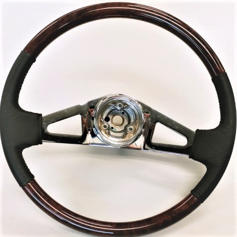 Freightliner 18" Woodgrain/Leather Steering Wheel--P/N  A14-14568-003 w/o Center (3939734716502)