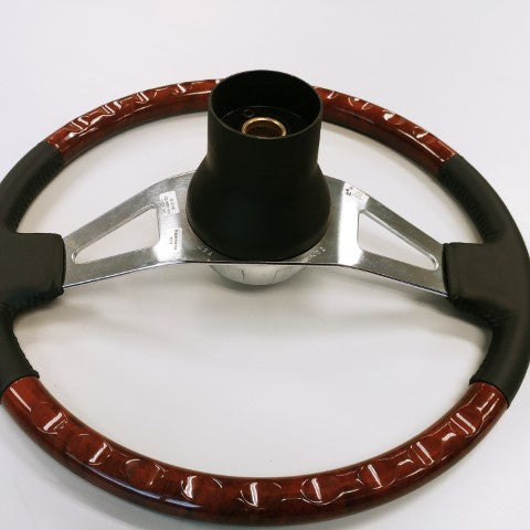 Freightliner 18" Woodgrain/Leather Steering Wheel--P/N  A14-14568-003 w/o Center (3939734716502)