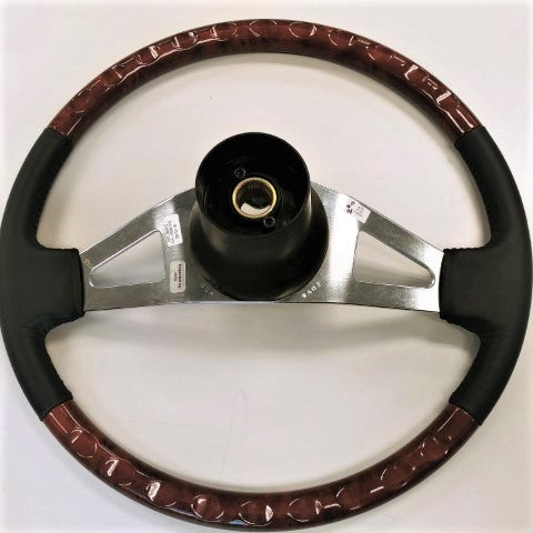 Freightliner 18" Woodgrain/Leather Steering Wheel--P/N  A14-14568-003 w/o Center (3939734716502)