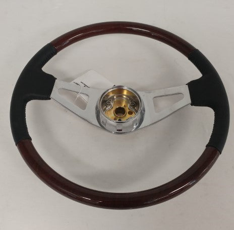 Freightliner/Western Star Woodgrain & Leather Steering Wheel P/N : A14-18546-000 (6591241257046)