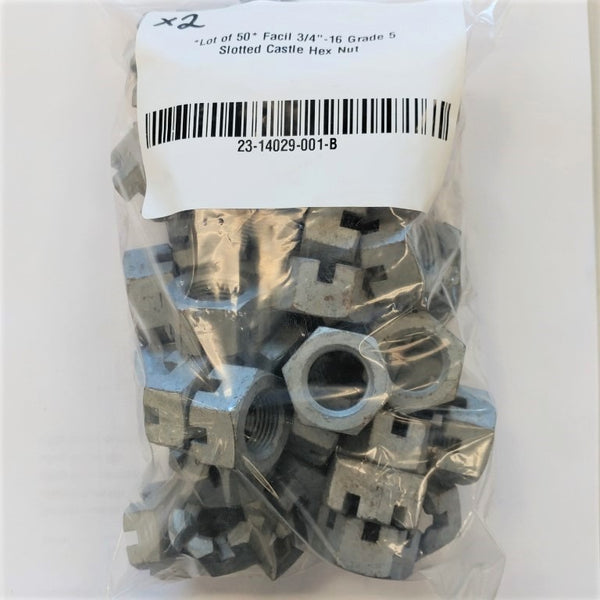 *Lot of 50* Facil 3/4"-16 Grade 5 Slotted Castle Hex Nut - P/N: 23-14029-001 (6776087969878)