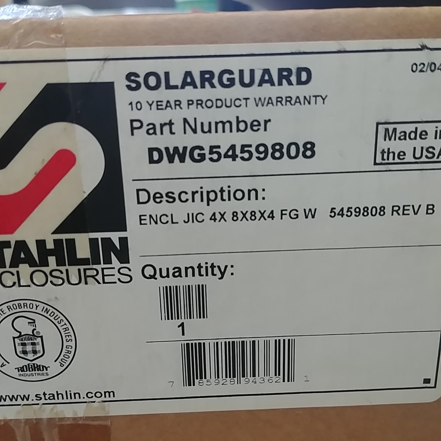 Stahlin J Series 8 x 8 x 4 Inch Electrical Fiberglass Enclosure - J808W (3939784622166)