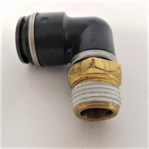 *Pk of 10* SMC 1/2" PTC x 3/8" NPT 90 Deg. Fitting - P/N  SMCKV2L13-36S (6624253902934)