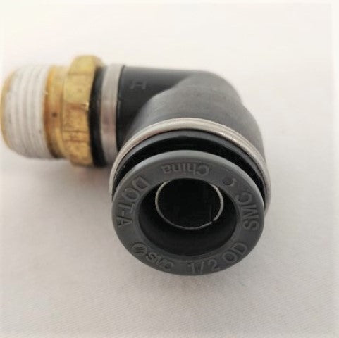 *Pk of 10* SMC 1/2" PTC x 3/8" NPT 90 Deg. Fitting - P/N  SMCKV2L13-36S (6624253902934)