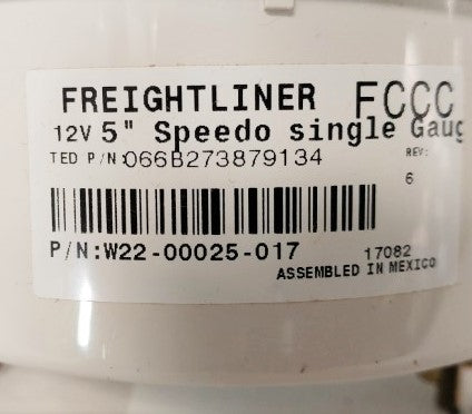 Freightliner 5" Speedometer Gauge w/o Odometer - P/N  W22-00025-017 (6741313028182)