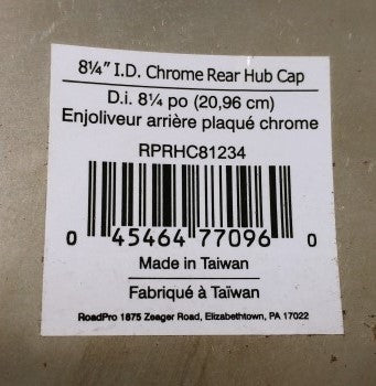 Road Pro. 8¼" Chrome Rear Hub Cap P/N: RPRHC714 (4437551448150)