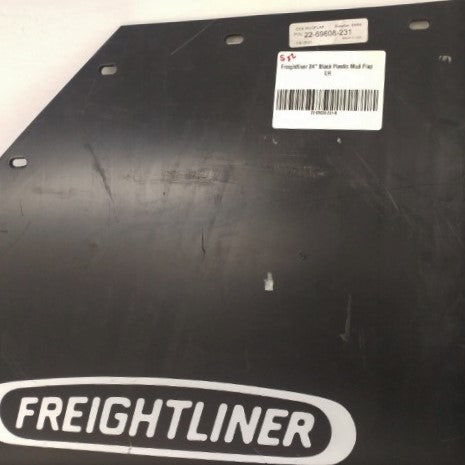 Freightliner LH Rear 24" Black Plastic Mud Flap w/ Logo  - P/N 22-69608-231 (6700460343382)