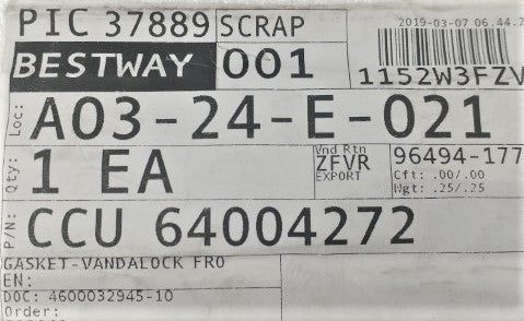 NEW Vandalock FRO Gasket - P/N: CCU-64004272 (4990660477014)