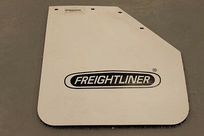 *Single* Freightliner 24 x 24 Angled Mud Flap, White w/ Logo--P/N  22-61645-341 (3939581427798)