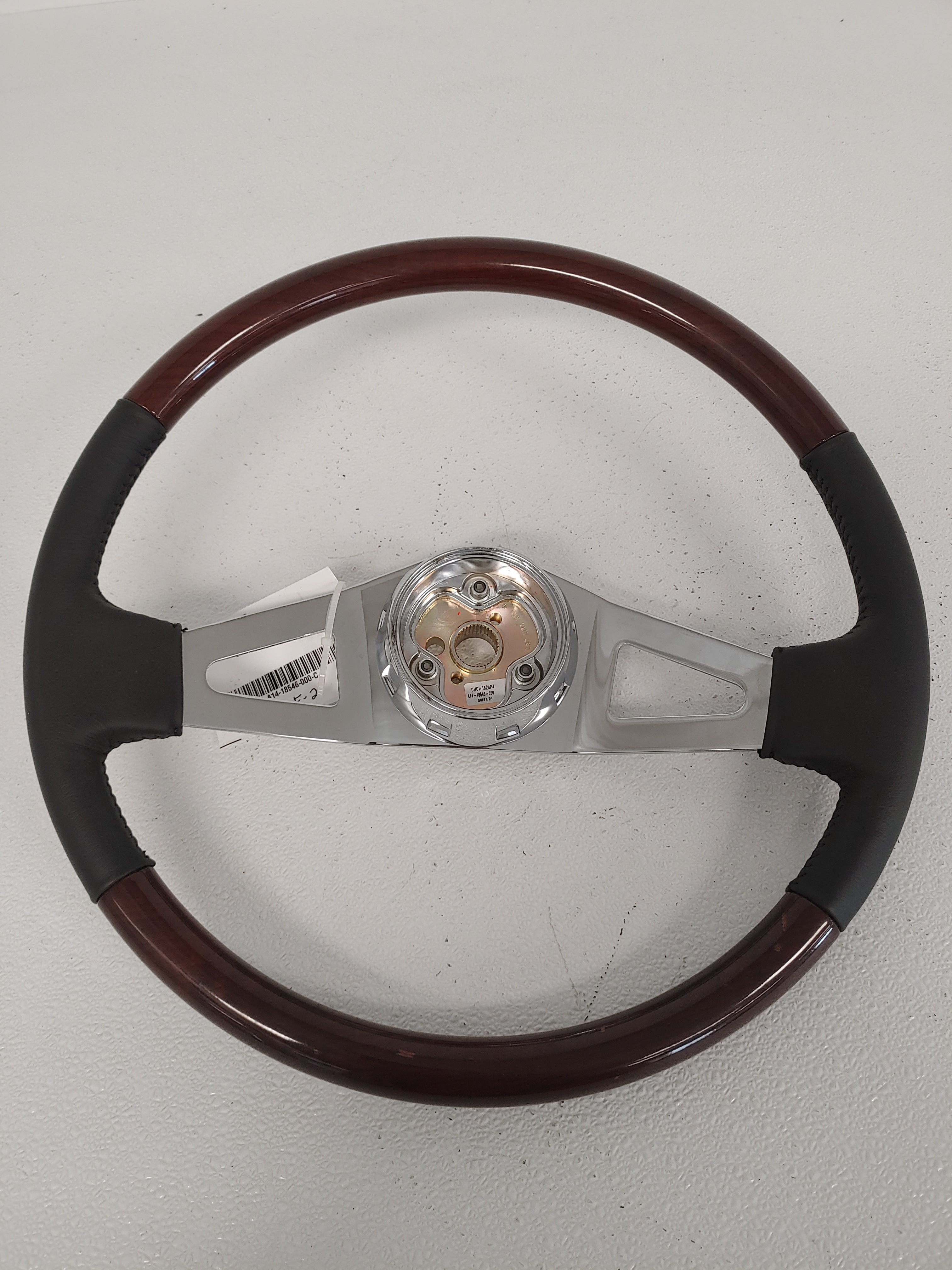 Used Western Star Woodgrain / Leather Steering Wheel - P/N: A14-18546-000 (6827626233942)