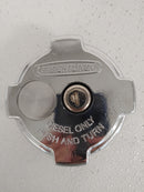 Damaged Freightliner Chrome Keyed Alike Fuel Cap - P/N  03-37017-005 (6830530920534)