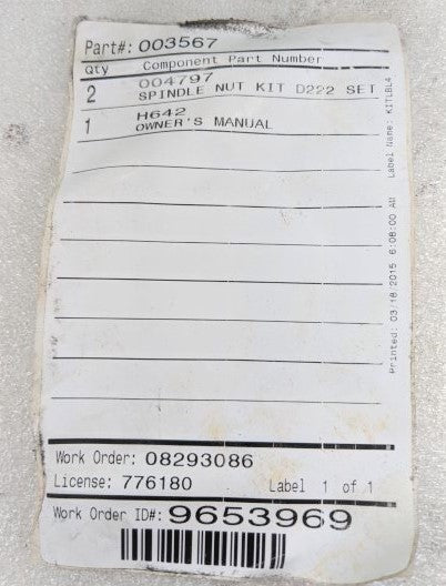 Hendrickson Auxiliary Axle Systems Trailer Axle Nuts--2 Kits--003567, 004797 (3939431514198)