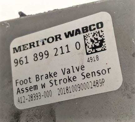 Used Meritor Stoke, Valve Foot Brake Assembly - P/N  A12-28393-000 (6618573275222)