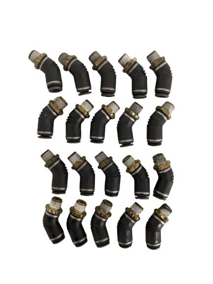 *Pk of 20* SMC 1/4 PTC x 1/8-27 Male NPT 45° Elbow - P/N  SMC KV2K07 34S (6713369395286)